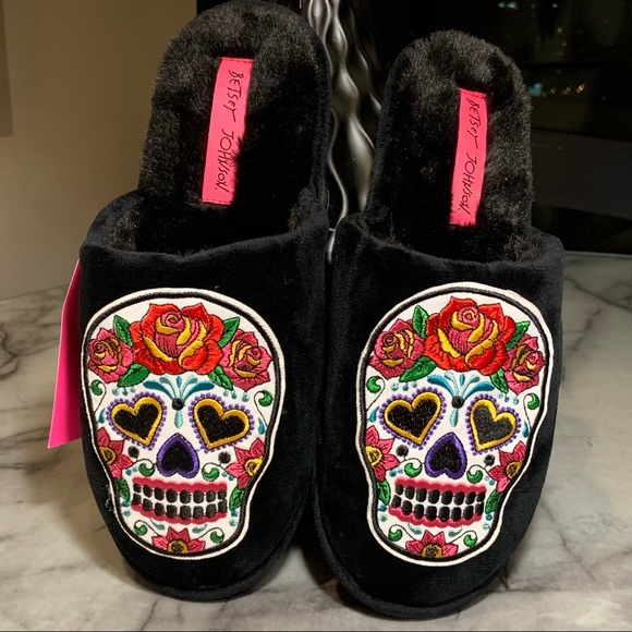 Betsiest Betsey Johnson Sugar Skull Slippers Betsey Johnson